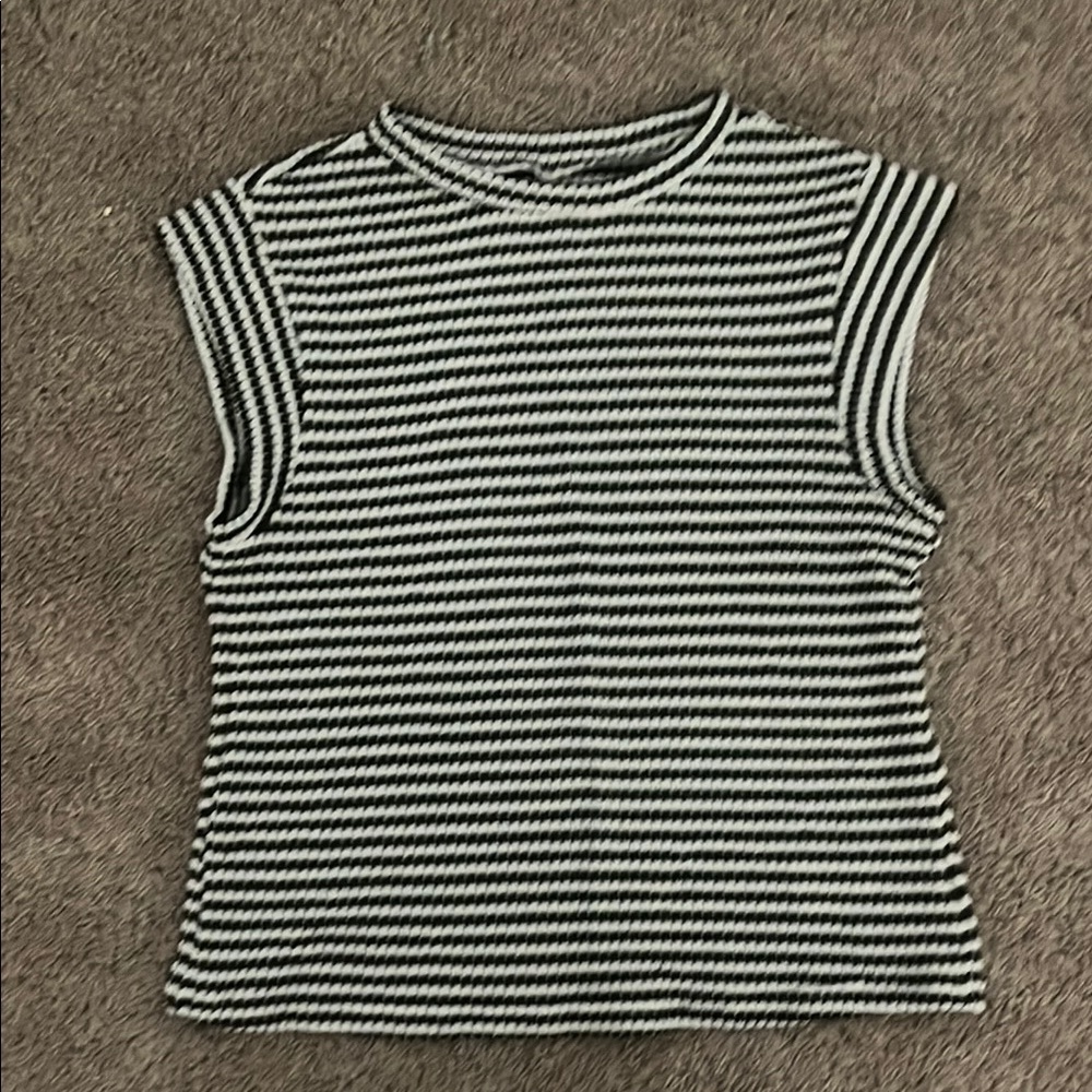 Striped Black and White Sleeveless Top